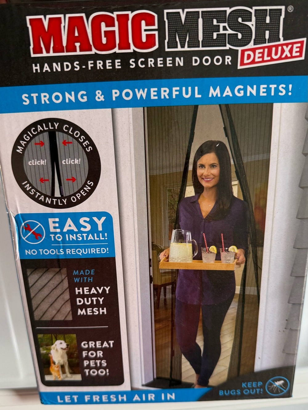 Deluxe Black Hands-Free Screen Door